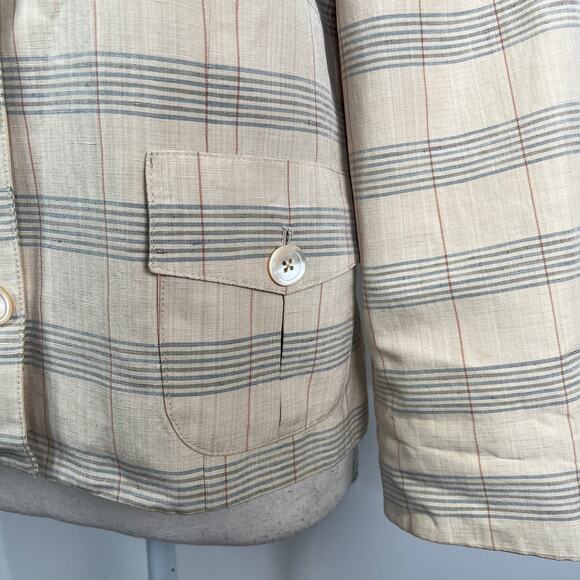 Vintage BCBG Maxazria Silk Blazer Striped Windowpane - Picture 6 of 13